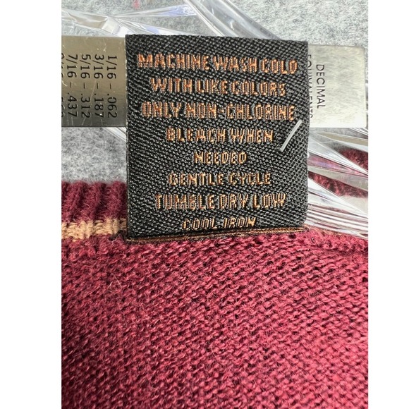 Joseph A Bank V Neck Sweater Cotton Cashmere Blend Mens Large Burgundy - Picture 4 of 5